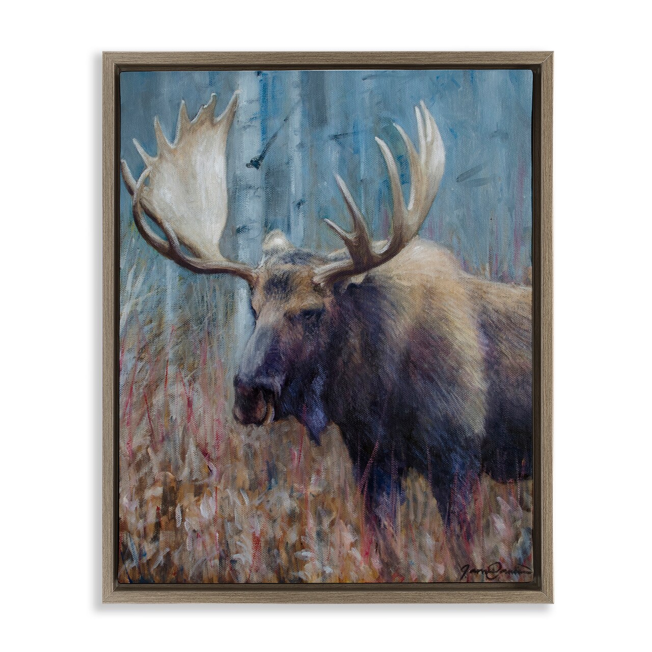 Stupell Industries Expressive Moose in Forest Floating Frame, design by James Corwin
